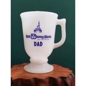 Walt Disney World Walt Disney Productions Milk Glass Dad Mug Pedestal Base